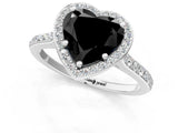 White gold Fancy Black Heart Cut Halo Round Diamond Pavé Band with Four-Prong Setting_16