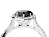 White gold Fancy Black Heart Cut Halo Round Diamond Pavé Band with Four-Prong Setting_19