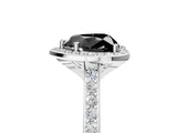 White gold Fancy Black Heart Cut Halo Round Diamond Pavé Band with Four-Prong Setting_20