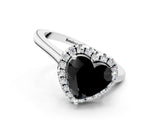 White gold Fancy Black Heart Cut Halo Round Diamond Solitaire Engagement Ring with Pave Band and Four-Prong Setting_25