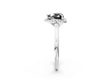 White gold Fancy Black Heart Cut Halo Round Diamond Solitaire Engagement Ring with Pave Band and Four-Prong Setting_27