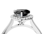 White gold Fancy Black Heart Cut Halo Round Diamond Solitaire Engagement Ring with Pave Band and Four-Prong Setting_29