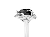 White gold Fancy Black Heart Cut Halo Round Diamond Solitaire Engagement Ring with Pave Band and Four-Prong Setting_30