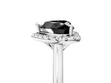 White gold Fancy Black Heart Cut Halo Round Diamond Solitaire Engagement Ring with Pave Band and Four-Prong Setting_5