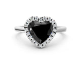White gold Fancy Black Heart Cut Halo Round Diamond Solitaire Ring with Pavé Band and Four-Prong Setting_12
