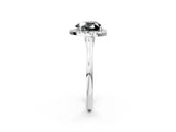 White gold Fancy Black Heart Cut Halo Round Diamond Solitaire Ring with Pavé Band and Four-Prong Setting_14