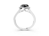White gold Fancy Black Heart Cut Halo Round Diamond Solitaire Ring with Pavé Band and Four-Prong Setting_15