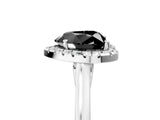 White gold Fancy Black Heart Cut Halo Round Diamond Solitaire Ring with Pavé Band and Four-Prong Setting_17
