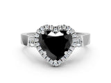 White gold Fancy Black Heart Cut Halo Round Diamond Twist Band with Four-Prong Setting_24