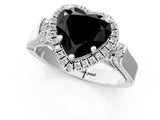 White gold Fancy Black Heart Cut Halo Round Diamond Twist Band with Four-Prong Setting_25