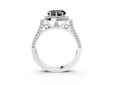 White gold Fancy Black Heart Cut Halo Round Diamond Twist Band with Four-Prong Setting_27