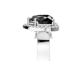 White gold Fancy Black Heart Cut Halo Round Diamond Twist Band with Four-Prong Setting_29