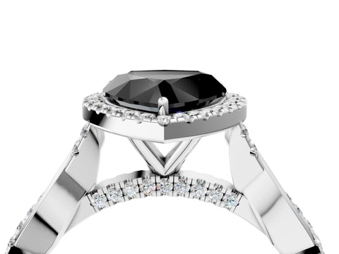White gold Fancy Black Heart Cut Halo Twist Band with Four-Prong Setting_4