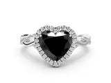 White gold Fancy Black Heart Cut Halo Twist Band with Four-Prong Setting_84