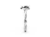 White gold Fancy Black Heart Cut Halo Twist Band with Four-Prong Setting_86