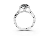 White gold Fancy Black Heart Cut Halo Twist Band with Four-Prong Setting_87
