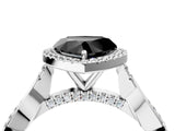 White gold Fancy Black Heart Cut Halo Twist Band with Four-Prong Setting_88