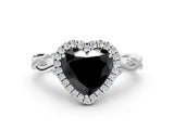 White gold Fancy Black Heart Cut Halo Twist Band with Four-Prong Setting_90