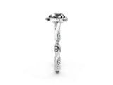 White gold Fancy Black Heart Cut Halo Twist Band with Four-Prong Setting_92