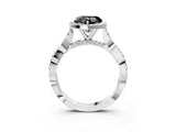 White gold Fancy Black Heart Cut Halo Twist Band with Four-Prong Setting_93