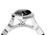 White gold Fancy Black Heart Cut Halo Twist Band with Four-Prong Setting_94