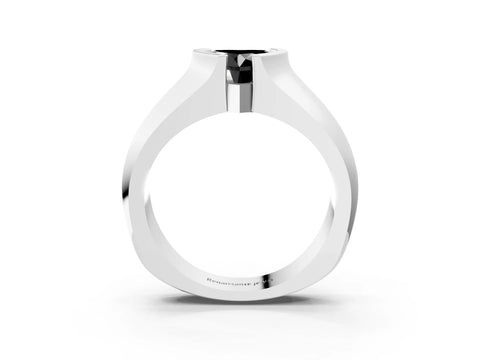 White gold Fancy Black Heart Cut Solitaire Bezel Set Diamond Ring with Wide Band_3