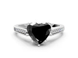 White gold Fancy Black Heart Cut Solitaire Cathedral Diamond Engagement Ring with Channel-Set Band and Four-Prong Setting_15