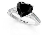 White gold Fancy Black Heart Cut Solitaire Cathedral Diamond Engagement Ring with Channel-Set Band and Four-Prong Setting_16
