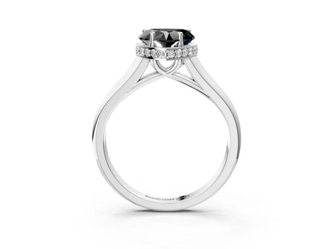 White gold Fancy Black Heart Cut Solitaire Diamond Engagement Ring with Four-Prong Setting and Tapered Band_15