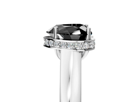 White gold Fancy Black Heart Cut Solitaire Diamond Engagement Ring with Four-Prong Setting and Tapered Band_17