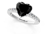 White gold Fancy Black Heart Cut Solitaire Diamond Engagement Ring with Pavé Band and Six-Prong Setting_13