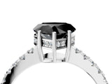 White gold Fancy Black Heart Cut Solitaire Diamond Engagement Ring with Pavé Band and Six-Prong Setting_16