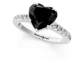 White gold Fancy Black Heart Cut Solitaire Diamond Engagement Ring with Pavé Band and Six-Prong Setting_25