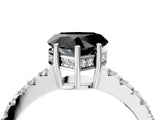 White gold Fancy Black Heart Cut Solitaire Diamond Engagement Ring with Pavé Band and Six-Prong Setting_28
