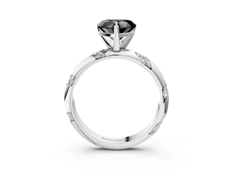 White gold Fancy Black Heart Cut Solitaire Diamond Engagement Ring with Twisted Pave Band and Four-Prong Setting_22
