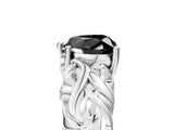 White gold Fancy Black Heart Cut Solitaire Diamond Leaf-Inspired Vine Band Ring with Prong Setting_5