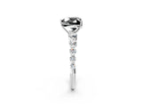 White gold Fancy Black Heart Cut Solitaire Diamond Ring with Pave Band and Four-Prong Setting_2