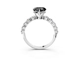 White gold Fancy Black Heart Cut Solitaire Diamond Ring with Pave Band and Four-Prong Setting_3