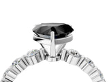 White gold Fancy Black Heart Cut Solitaire Diamond Ring with Pave Band and Four-Prong Setting_4