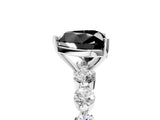 White gold Fancy Black Heart Cut Solitaire Diamond Ring with Pave Band and Four-Prong Setting_5