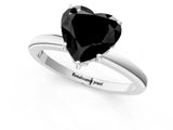 White gold Fancy Black Heart Cut Solitaire Diamond Ring with Prong Setting and Plain Band_13
