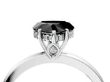 White gold Fancy Black Heart Cut Solitaire Diamond Ring with Prong Setting and Plain Band_16