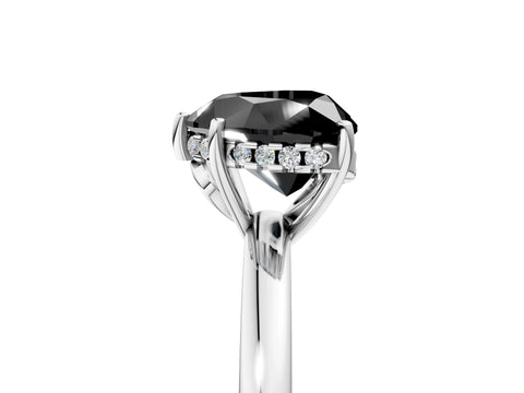 White gold Fancy Black Heart Cut Solitaire Diamond Ring with Prong Setting and Plain Band_17
