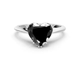 White gold Fancy Black Heart Cut Solitaire Diamond Ring with Six-Prong Setting and Classic Band_12