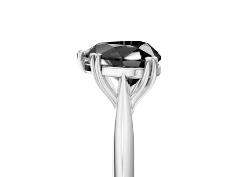White gold Fancy Black Heart Cut Solitaire Diamond Ring with Six-Prong Setting and Classic Band_5