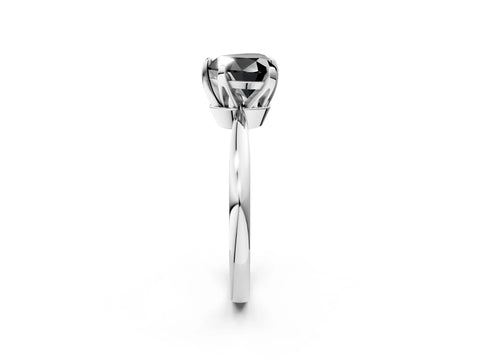 White gold Fancy Black Heart Cut Solitaire Engagement Ring with Six-Prong Setting and Tapered Band_2