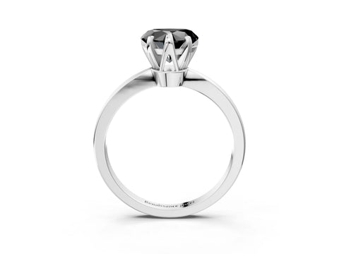 White gold Fancy Black Heart Cut Solitaire Engagement Ring with Six-Prong Setting and Tapered Band_3