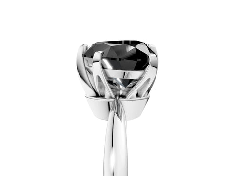 White gold Fancy Black Heart Cut Solitaire Engagement Ring with Six-Prong Setting and Tapered Band_5