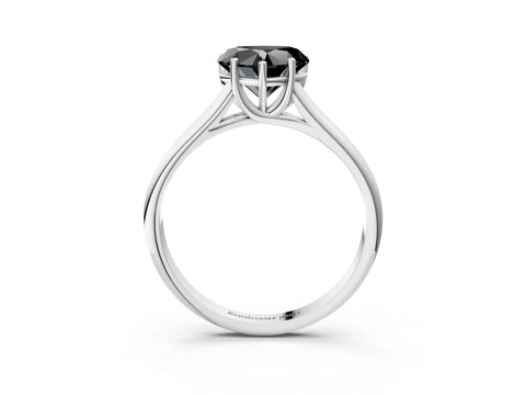 White gold Fancy Black Heart Cut Solitaire Engagement Ring with Tapered Band and Four-Prong Setting_24