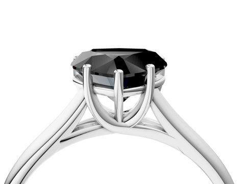 White gold Fancy Black Heart Cut Solitaire Engagement Ring with Tapered Band and Four-Prong Setting_25